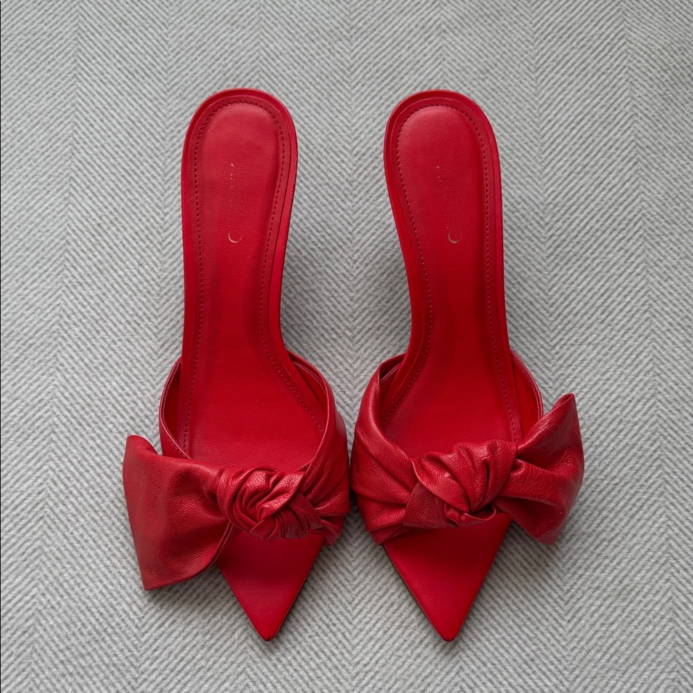 Red Knot-Detail Pointed-Toe Mules - Picture 2 of 3